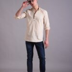 Men's Blue Floral Printed Casual Sleeve Shirt Cotton Blend Shirt