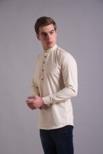 Men's Blue Floral Printed Casual Sleeve Shirt Cotton Blend Shirt - Image 2
