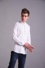 Men's Blue Floral Printed Casual Sleeve Shirt Cotton Blend Shirt - Image 2