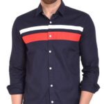 Men's Blue Floral Printed Casual Sleeve Shirt Cotton Blend Shirt
