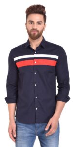 Men's Blue Floral Printed Casual Sleeve Shirt Cotton Blend Shirt