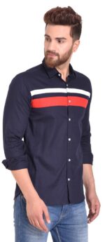 Men's Blue Floral Printed Casual Sleeve Shirt Cotton Blend Shirt - Image 2