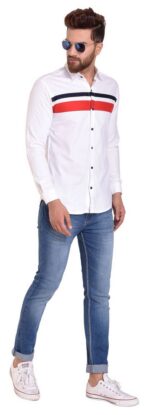 Men's Blue Floral Printed Casual Sleeve Shirt Cotton Blend Shirt