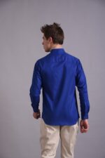 Men's Blue Floral Printed Casual Sleeve Shirt Cotton Blend Shirt - Image 2