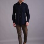 Men's Blue Floral Printed Casual Sleeve Shirt Cotton Blend Shirt