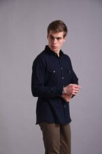 Men's Blue Floral Printed Casual Sleeve Shirt Cotton Blend Shirt - Image 2
