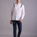 Men's Blue Floral Printed Casual Sleeve Shirt Cotton Blend Shirt