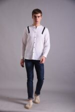 Men's Blue Floral Printed Casual Sleeve Shirt Cotton Blend Shirt