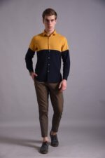 Men's Blue Floral Printed Casual Sleeve Shirt Cotton Blend Shirt