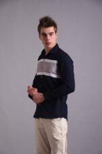 Men's Blue Floral Printed Casual Sleeve Shirt Cotton Blend Shirt - Image 3