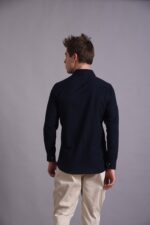 Men's Blue Floral Printed Casual Sleeve Shirt Cotton Blend Shirt - Image 2