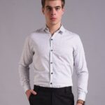Men's Blue Floral Printed Casual Sleeve Shirt Cotton Blend Shirt