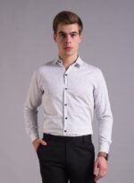 Men's Blue Floral Printed Casual Sleeve Shirt Cotton Blend Shirt