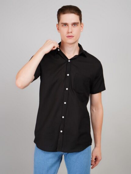 Men's Blue Floral Printed Casual Sleeve Shirt Cotton Blend Shirt