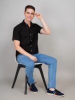 Men's Blue Floral Printed Casual Sleeve Shirt Cotton Blend Shirt - Image 2