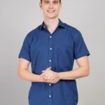 Men's Blue Floral Printed Casual Sleeve Shirt Cotton Blend Shirt